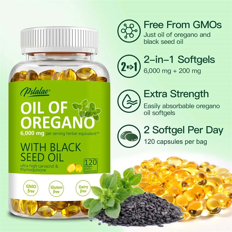 Oil of Oregano & Black Seed Softgels – Digestion, Immunity & Antioxidant Support