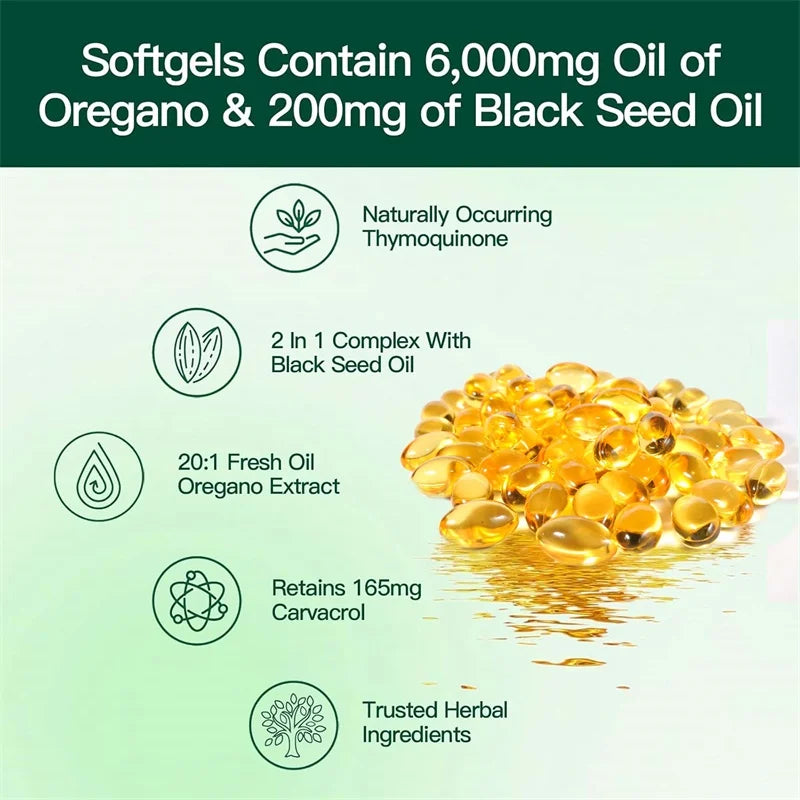 Oil of Oregano & Black Seed Softgels – Digestion, Immunity & Antioxidant Support