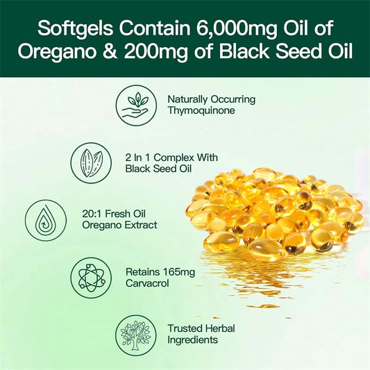 Oil of Oregano & Black Seed Softgels – Digestion, Immunity & Antioxidant Support