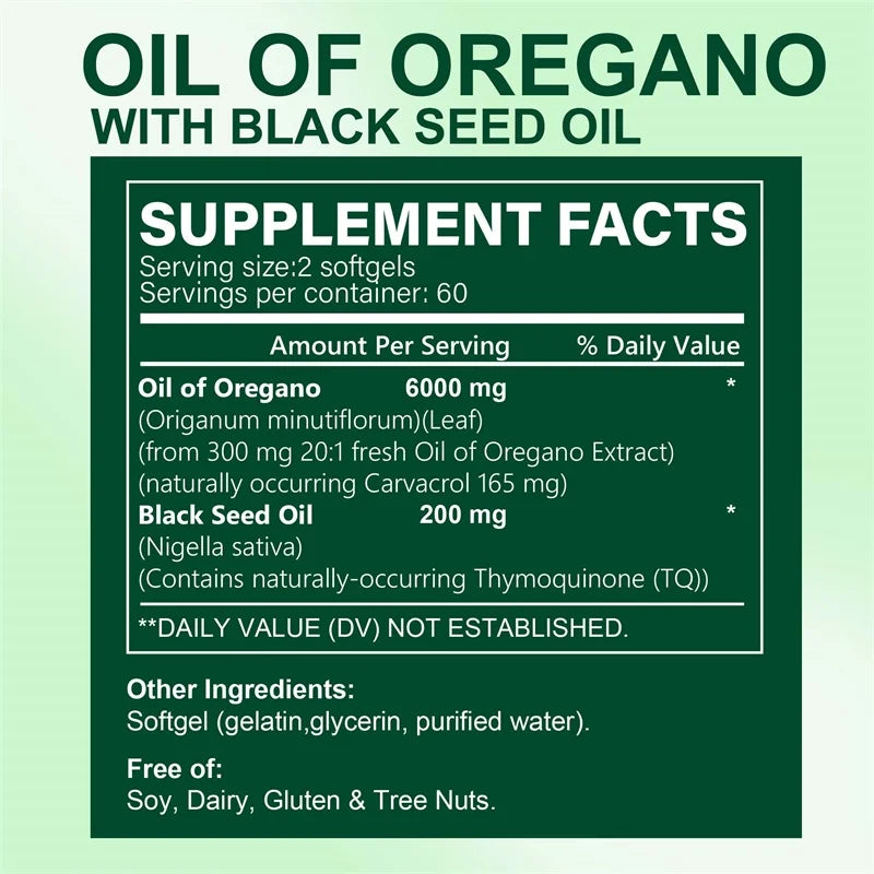 Oil of Oregano & Black Seed Softgels – Digestion, Immunity & Antioxidant Support